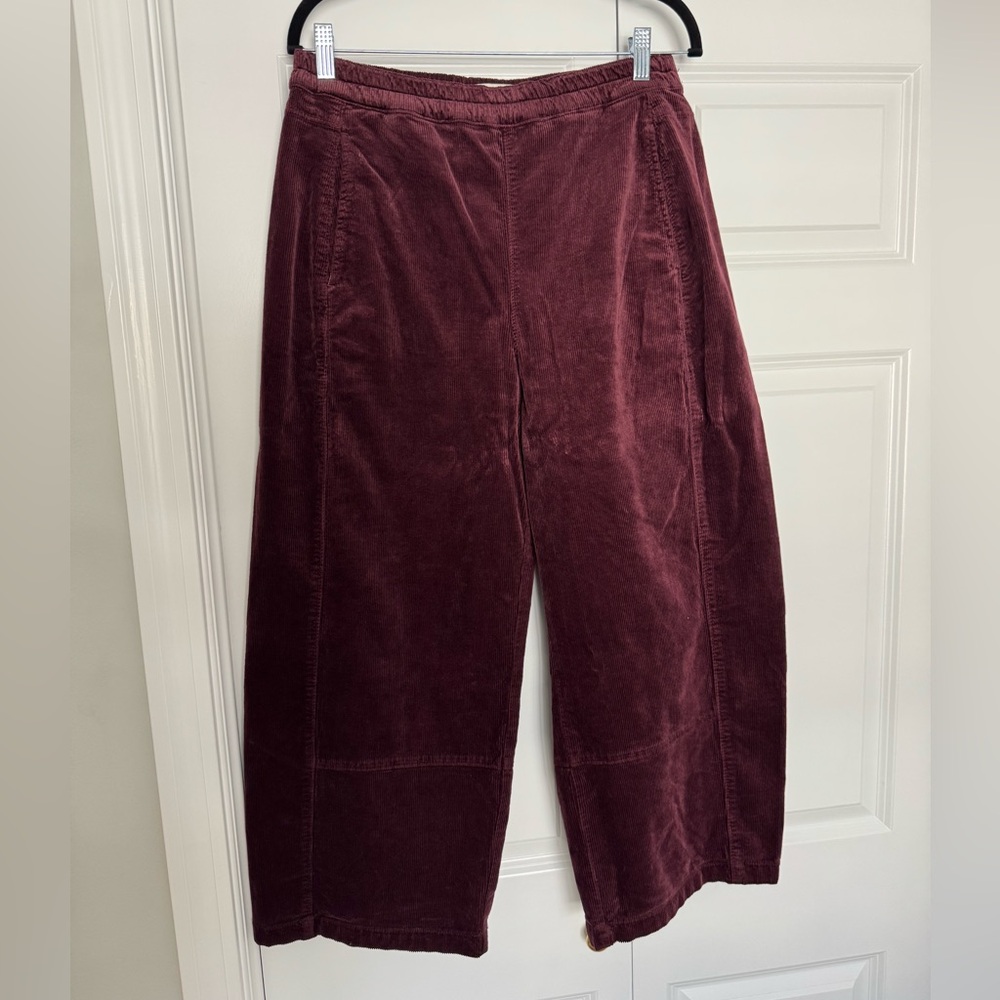 Anthropologie Maroon Corduroy Barrel Cropped Pants BRAND NEW